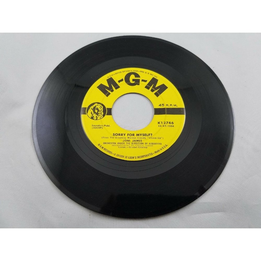 Vintage Vinyl 1959 Joni James 45 RPM Record - Sorry For Myself? Be A Way - MGM